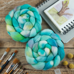 MINT MIX, kyrgyz merino, hand dyed top roving, Woolento 