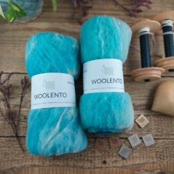 Art Batt No.14, merino wool with glitttery nylon, Woolento