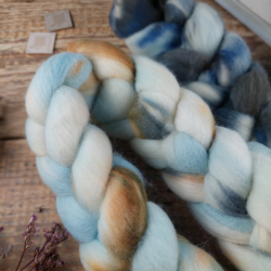 WHITE/ BABY BLUE/ GREY kyrgyz merino, hand dyed top roving, Woolento 