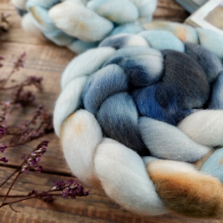 WHITE/ BABY BLUE/ GREY kyrgyz merino, hand dyed top roving, Woolento 