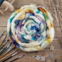 WHITE/ PASTEL, kyrgyz merino, hand dyed top roving, Woolento